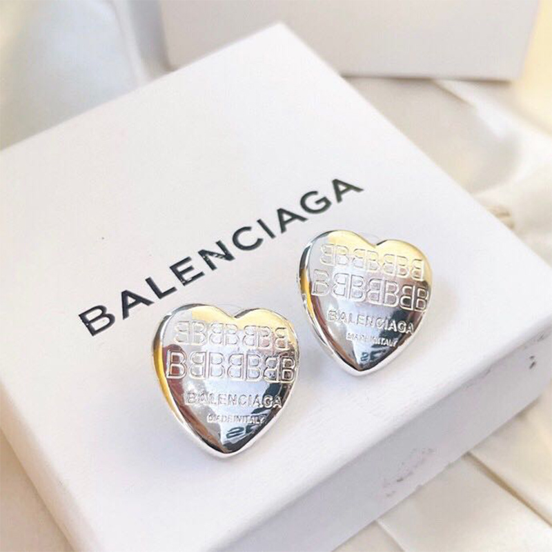 Balenciaga Bb Engraved Heart Earrings - PerfectKickZ