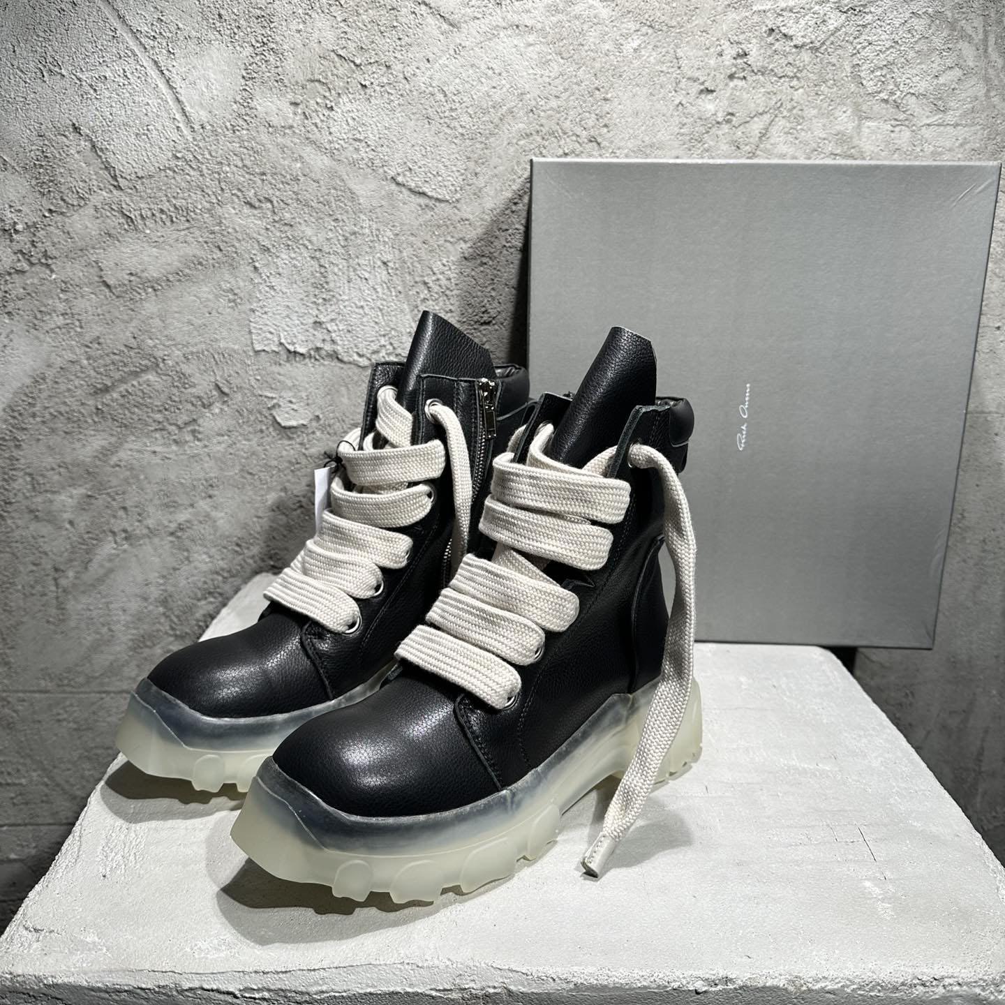 Rick Owens Beatle Lace Up Boots In Black - PerfectKickZ