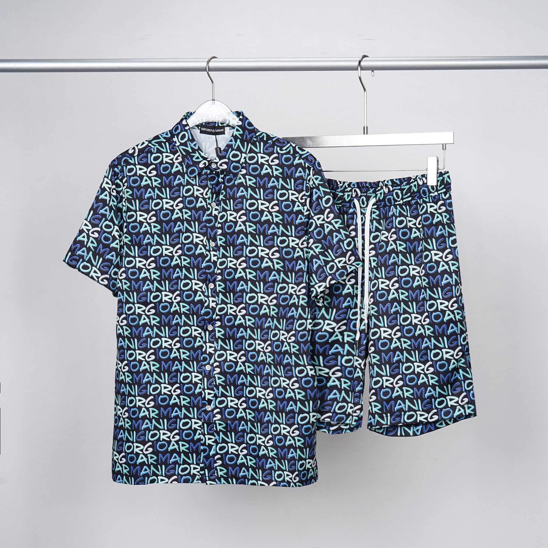 Armani Short-Sleeve Cotton Poplin Shirt & Shorts - PerfectKickZ