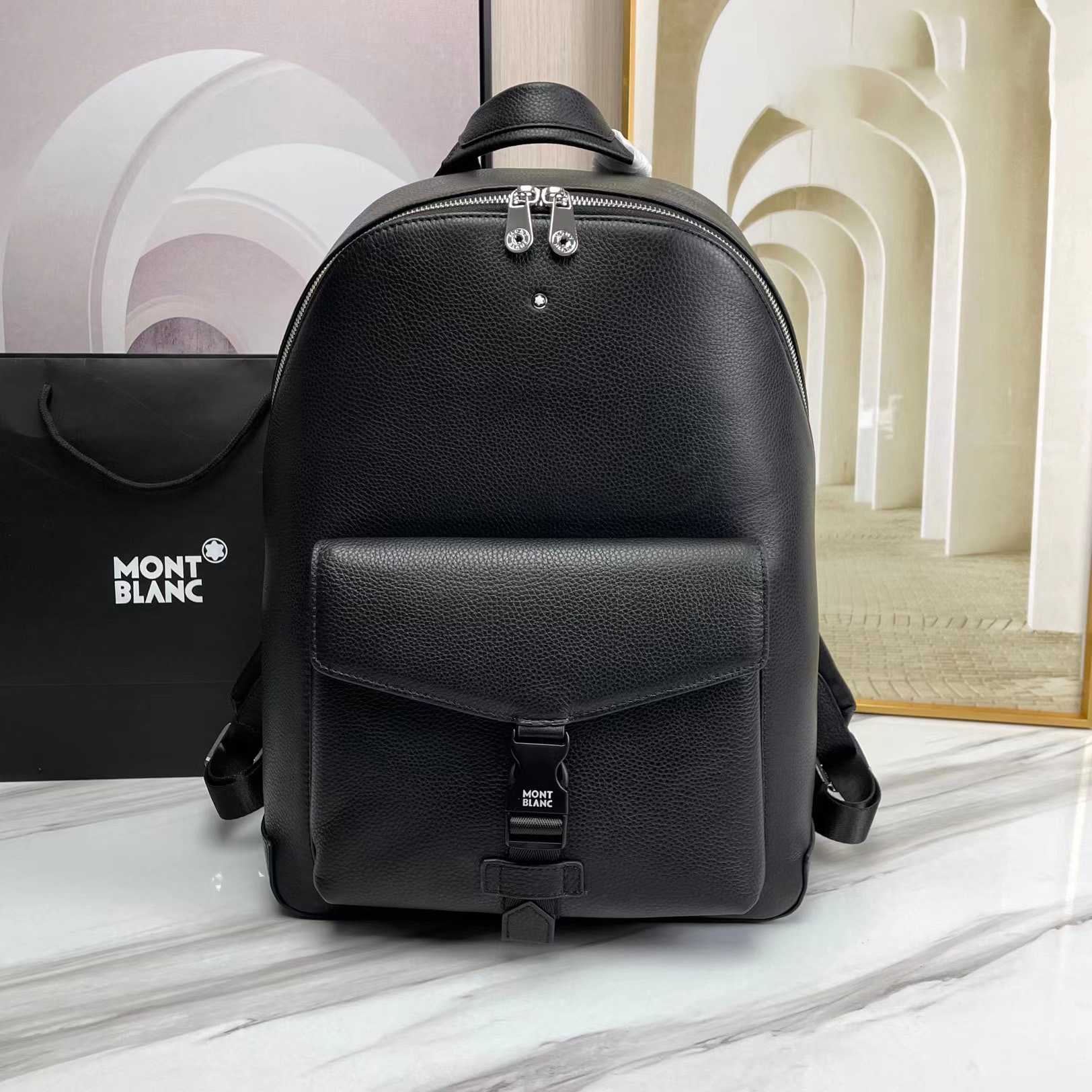 Montblanc Leather Backpack  (30x40x14cm) - PerfectKickZ