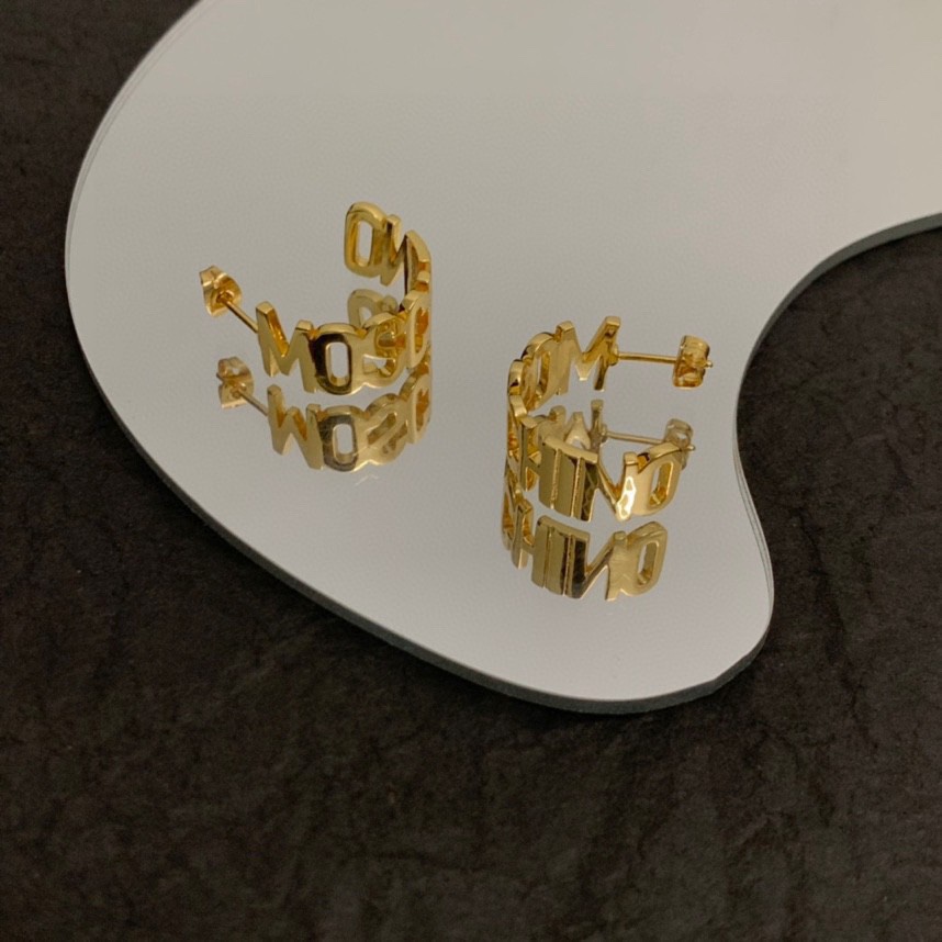 Moschino Logo-lettering Small Hoop Earrings - PerfectKickZ