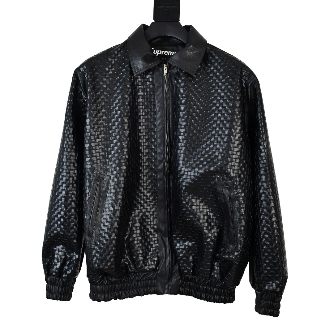 Supreme Woven Leather Varsity Jacket - PerfectKickZ