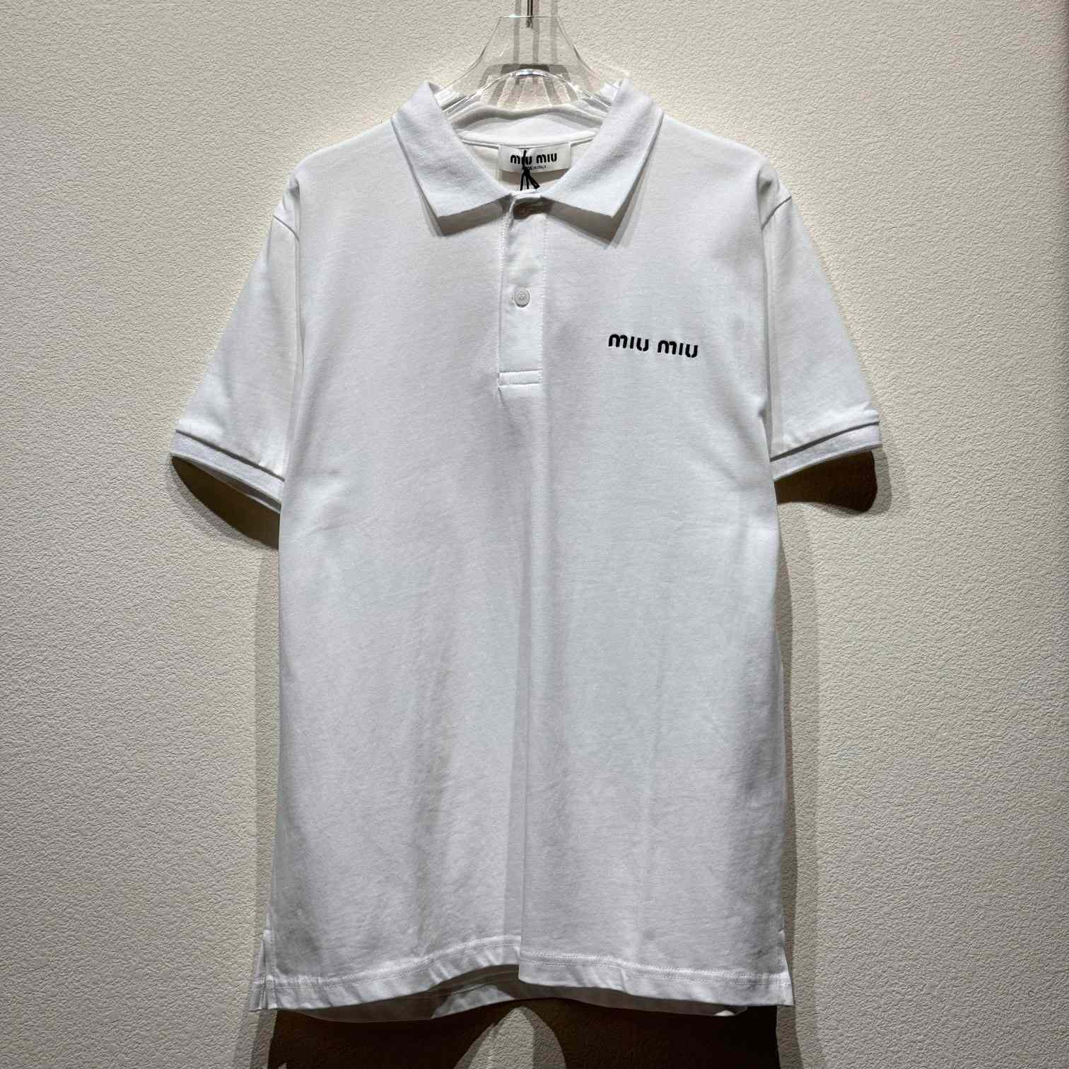 Miu Miu White Cotton Pique Polo Shirt - PerfectKickZ