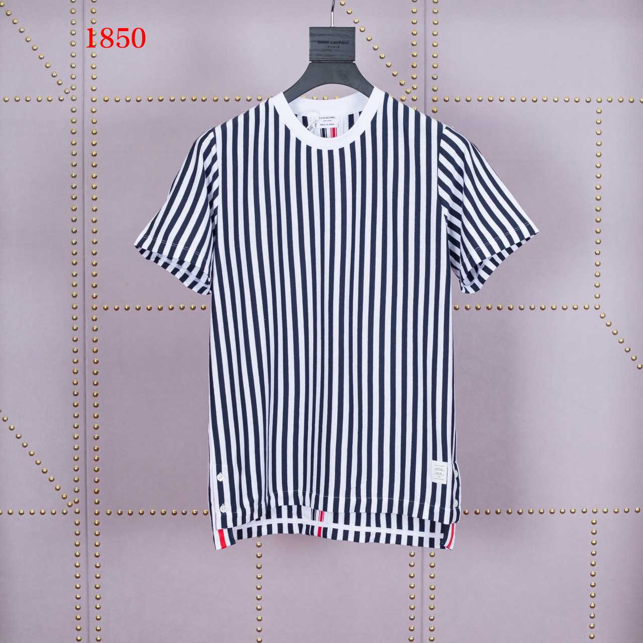 Thom Browne Navy and White RWB Bold Stripe T-Shirt   1850 - PerfectKickZ