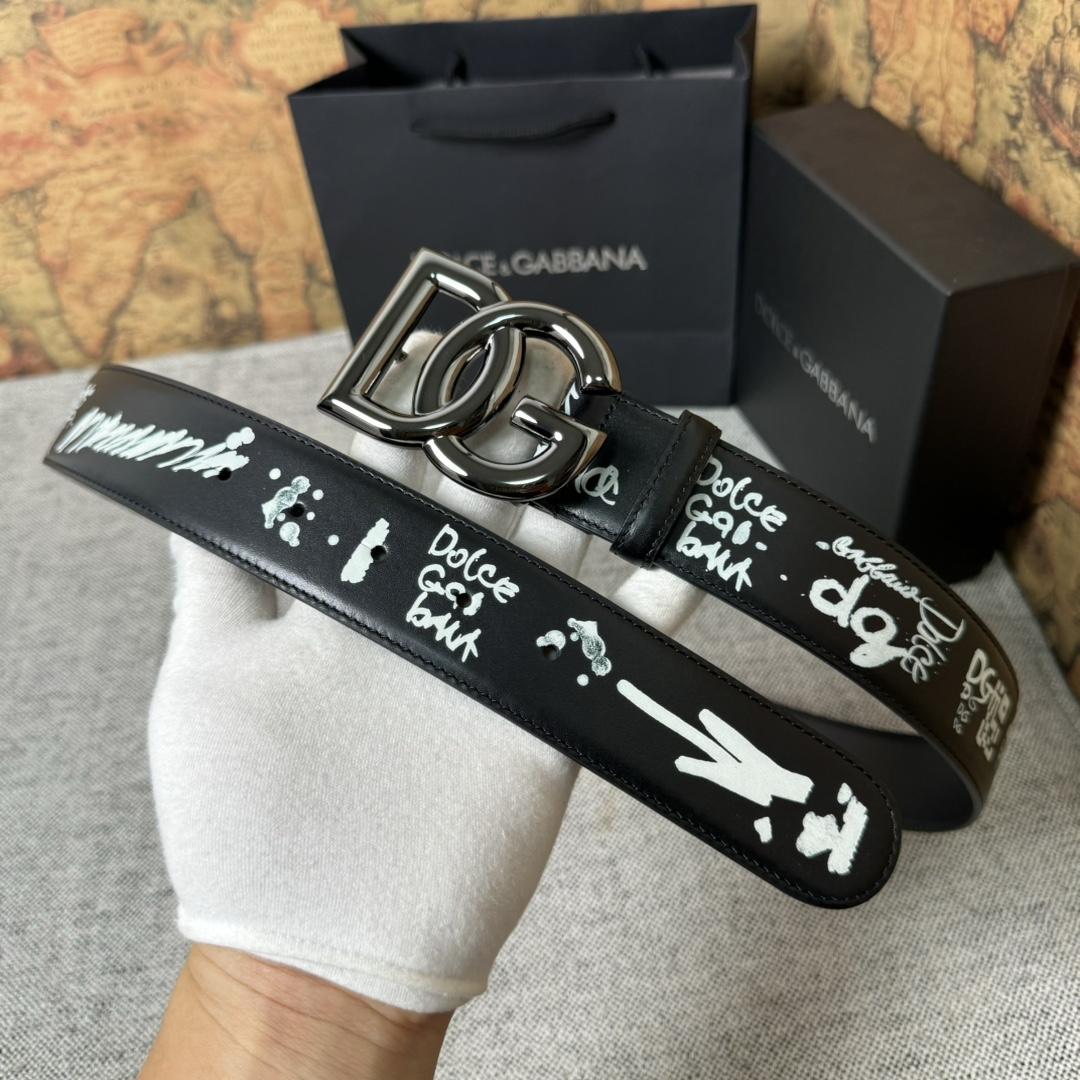 Dolce & Gabbana Graffiti-print Logo-buckle Belt - PerfectKickZ