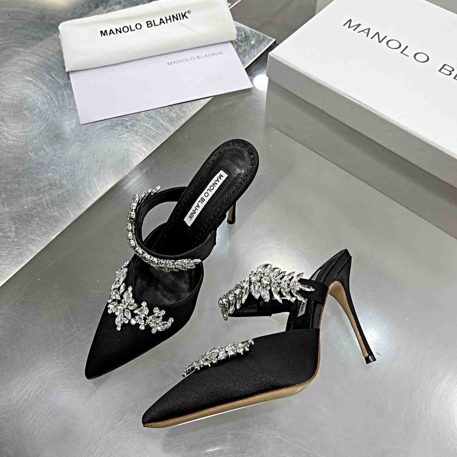 Manolo Blahnik Lurum Crystal-embellished Mules - PerfectKickZ