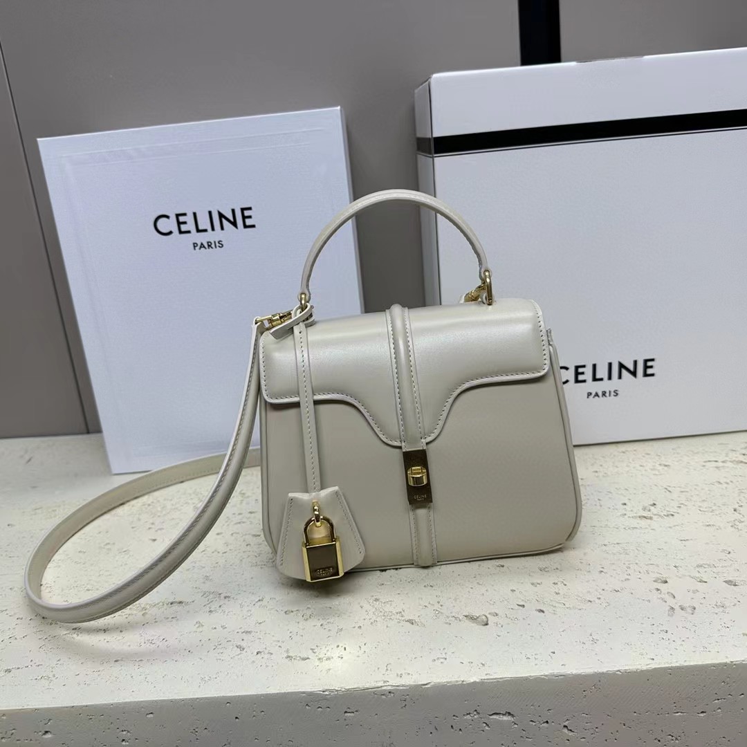 Celine Small 16 Bag In Satinated Calfskin  (17.5-14-7cm) - PerfectKickZ