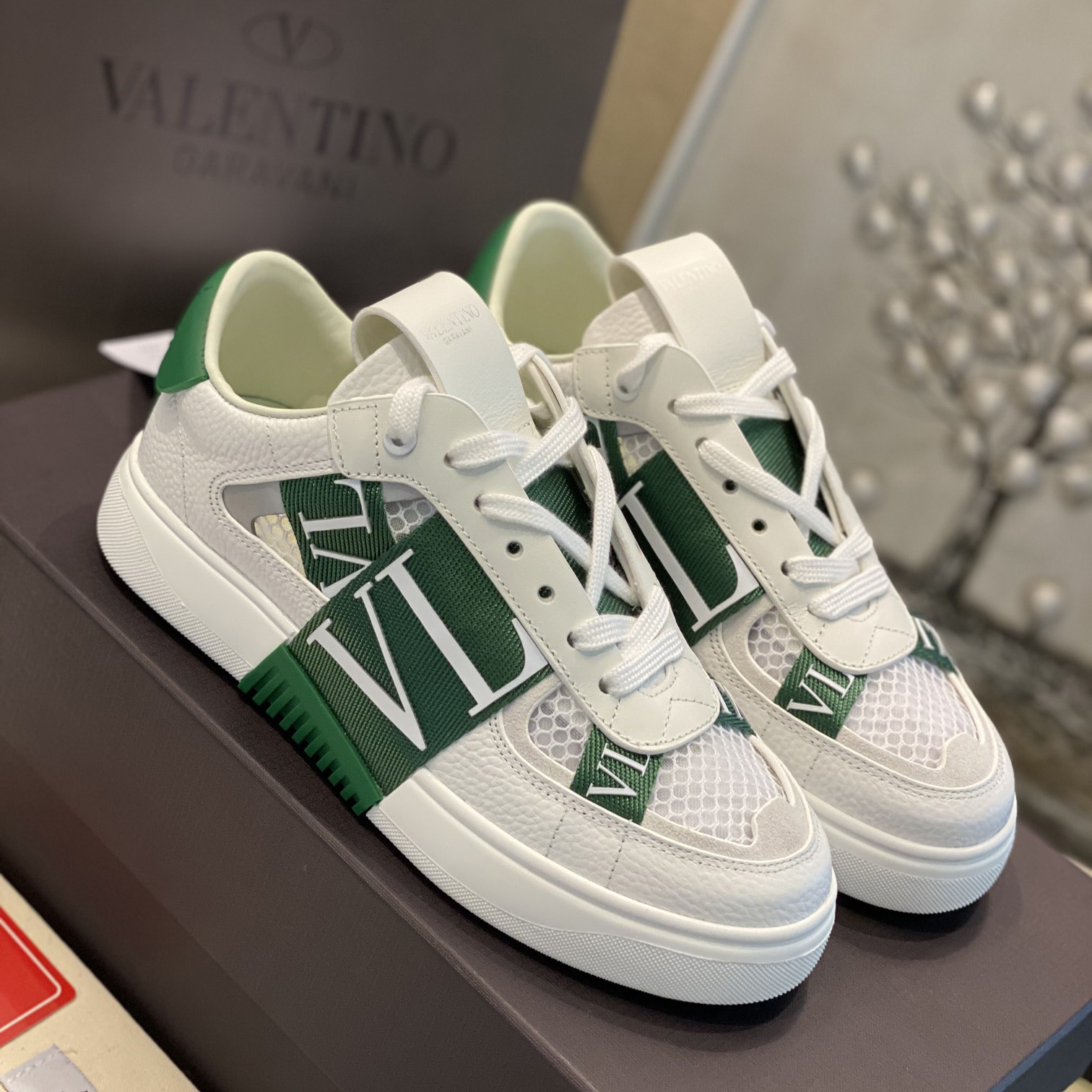 Valenti  VL7N Low-Top Sneakers In Calfskin And Mesh Fabric With Bands - PerfectKickZ