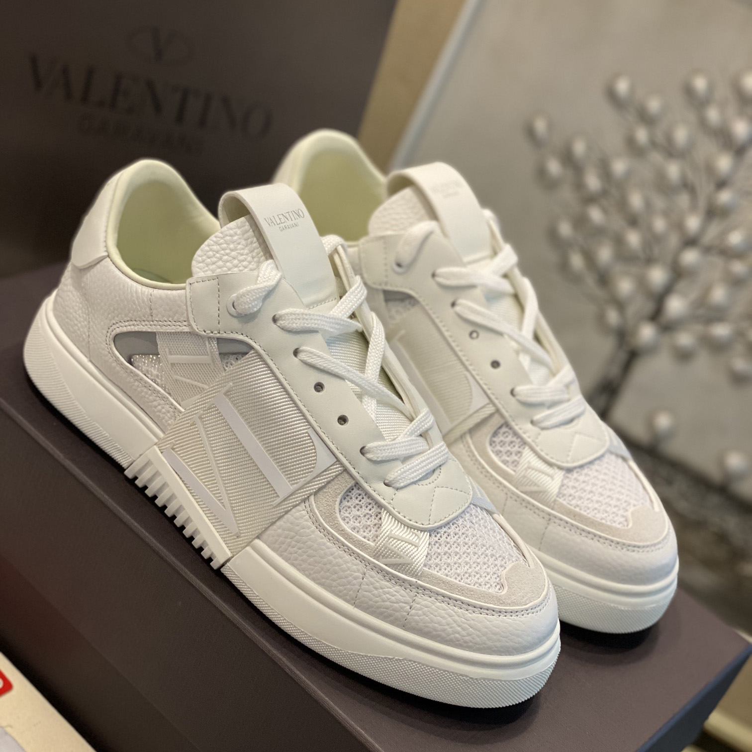 Valenti VL7N Low-Top Sneakers In Calfskin And Mesh Fabric With Bands - PerfectKickZ