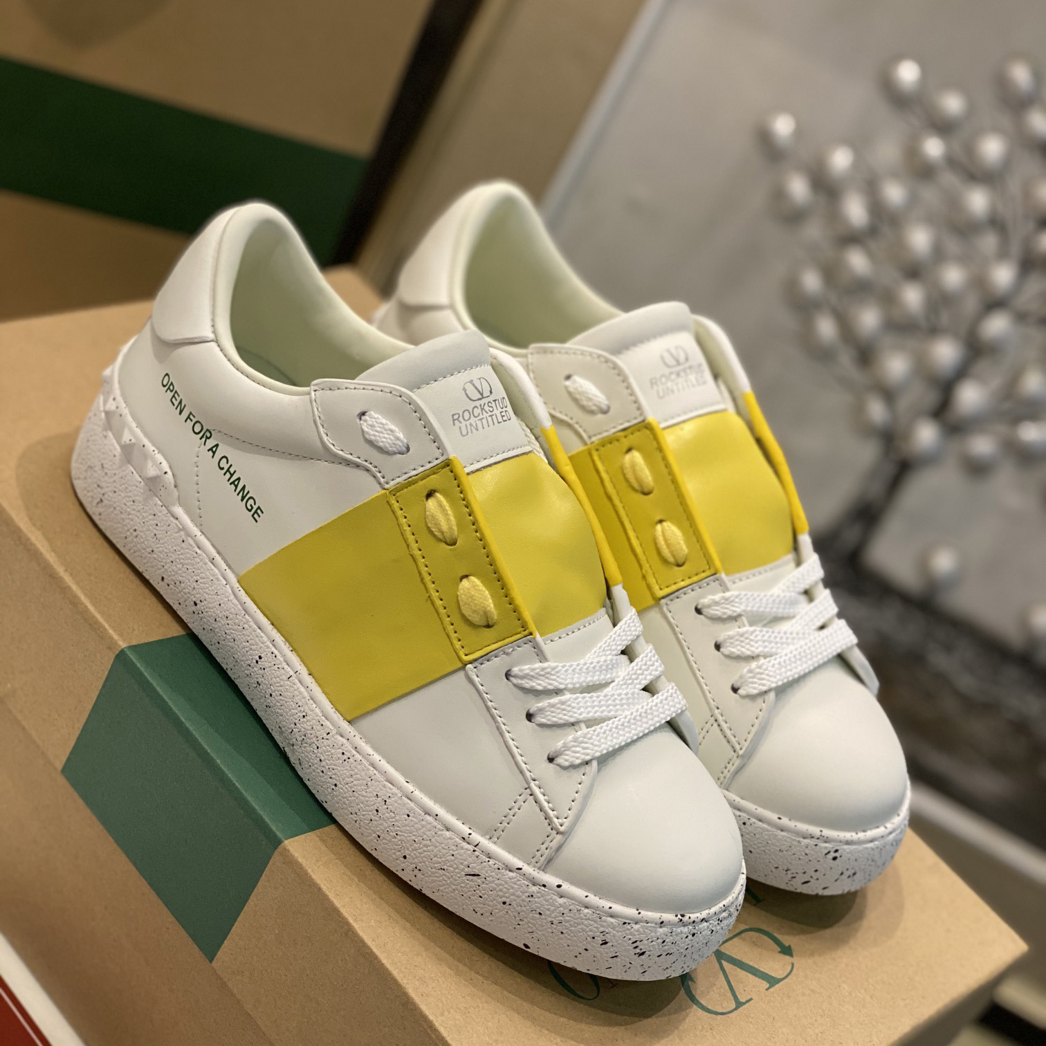 Valenti Open For A Change Sneaker In Bio-Based Material In White/Lemon Cream - PerfectKickZ