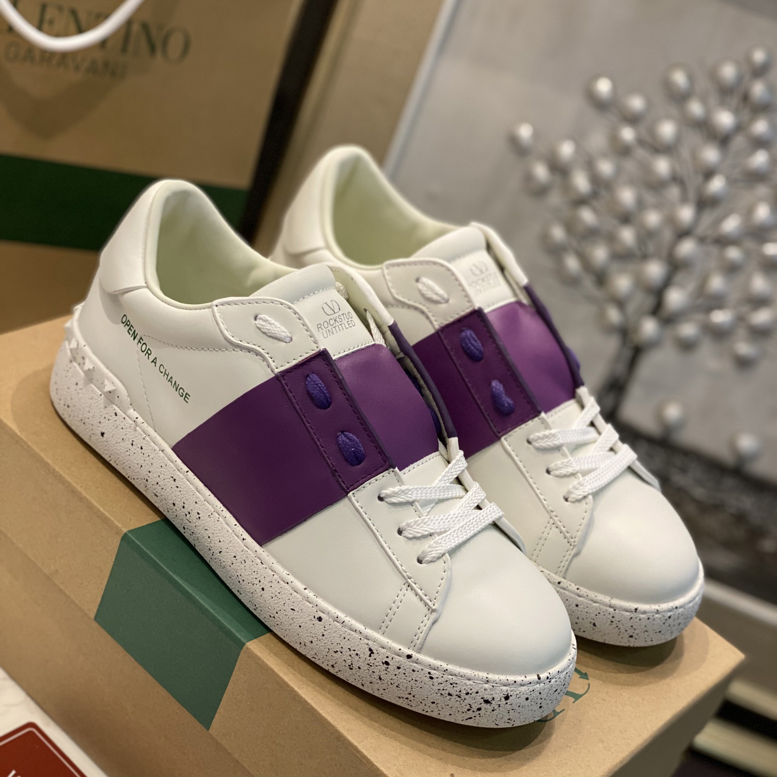 Valenti Open For A Change Sneaker In Bio-Based Material In White/Sunset Purple - PerfectKickZ