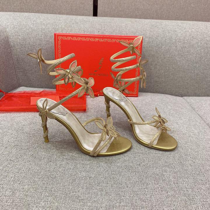 Rene Caovilla Margot Crystal Gold Butterfly Sandal   95 - PerfectKickZ