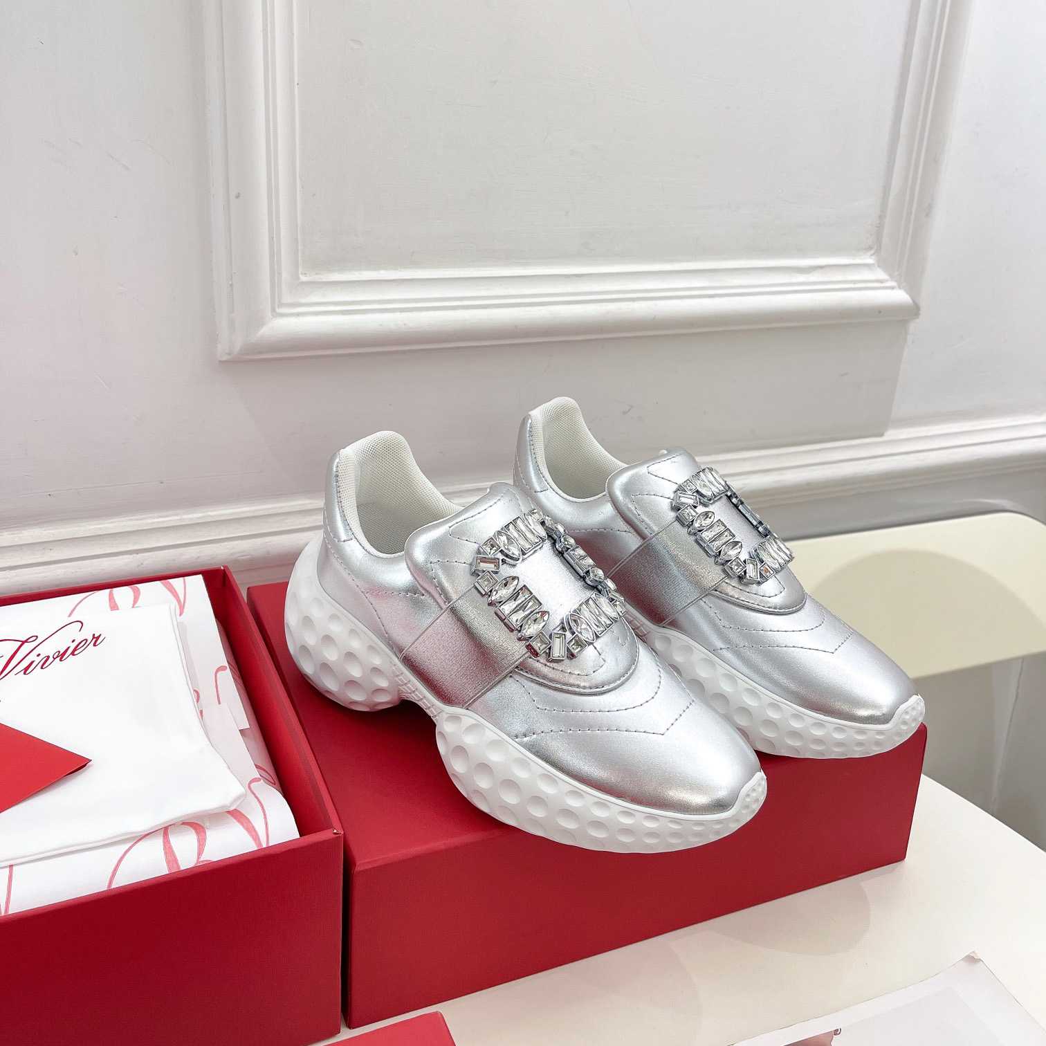 Roger Vivier Viv' Run Light Strass Buckle Sneakers In Fabrics - PerfectKickZ