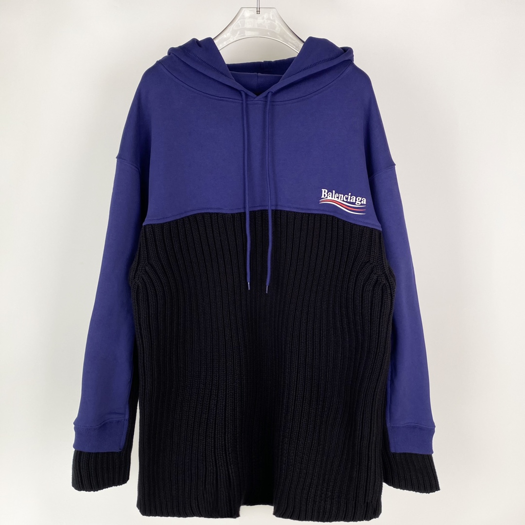 Balenciaga Campaign Hybrid Knit Hooded Sweatshirt - PerfectKickZ