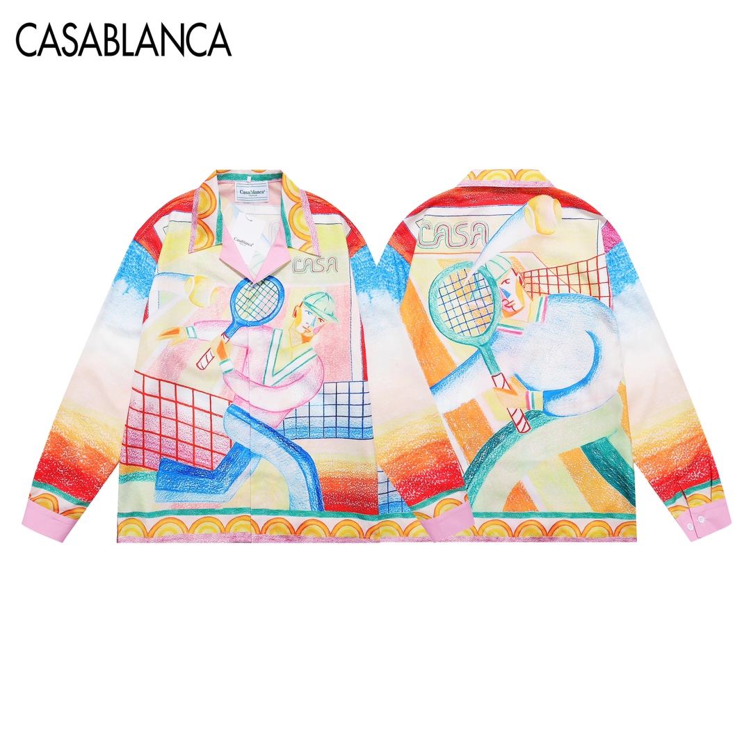 Casablanca Crayon Tennis Player Silk Shirt - PerfectKickZ
