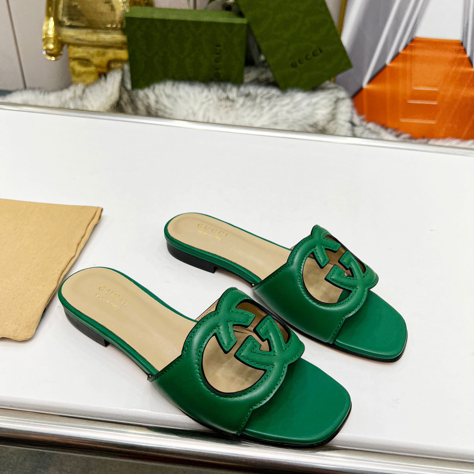 Gucci Women's Interlocking G Cut-out Slide Sandal - PerfectKickZ