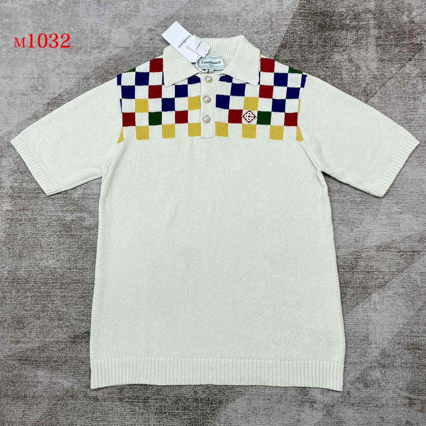 Casablanca Check-panel Knitted Polo Shirt      m1032 - PerfectKickZ