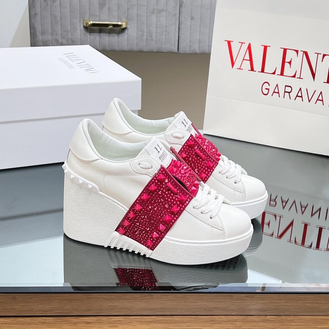Valenti Open Disc Wedge Sneaker In Calfskin With Sequin Embroidery  85mm - PerfectKickZ